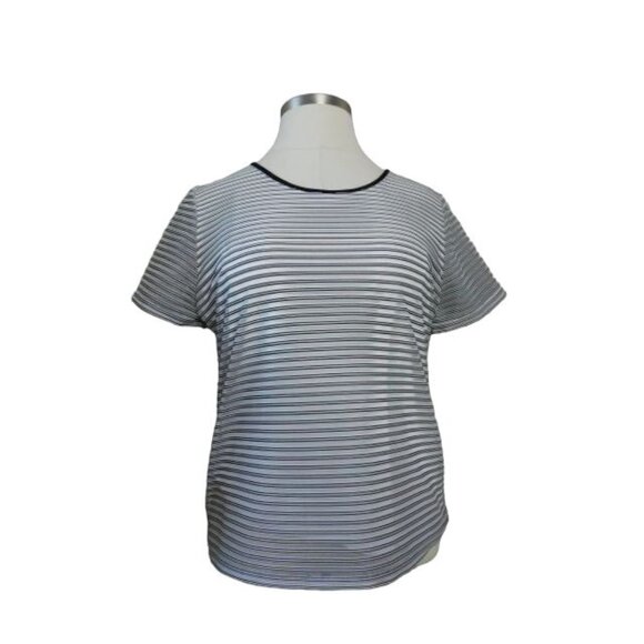 Calvin Klein Size XL Unique Sheer Sleeve Striped Blouse Top - Picture 1 of 2